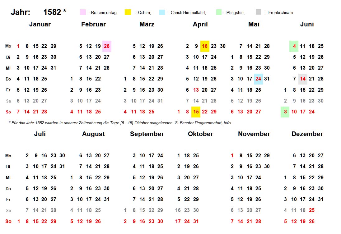 Beginn Greg. Kalender